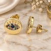 Oro Laminado Stud Earring, Gold Filled Style with Multicolor Micro Pave, Polished, Golden Finish, 02.156.0444.2