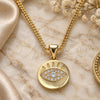 Oro Laminado Pendant Necklace, Gold Filled Style with White Micro Pave, Polished, Golden Finish, 04.156.0306.20 (02 MM Thickness, 20 Inches Length)
