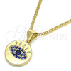 Oro Laminado Pendant Necklace, Gold Filled Style with Sapphire Blue Micro Pave, Polished, Golden Finish for wholesale, additional product view 3