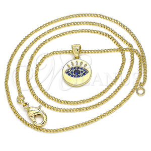 Gold Filled Necklace — Pendant Necklace with Sapphire Blue Micro Pave Polished — main product view — SKU 134406 | Oro Laminado collar — Pendant Necklace with Sapphire Blue Micro Pave pulido — SKU 134406