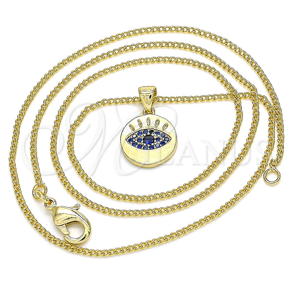 Gold Filled Necklace — Pendant Necklace with Sapphire Blue Micro Pave Polished — main product view — SKU 134406 | Oro Laminado collar — Pendant Necklace with Sapphire Blue Micro Pave pulido — SKU 134406