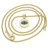 Oro Laminado Pendant Necklace, Gold Filled Style with Sapphire Blue Micro Pave, Polished, Golden Finish, 04.156.0306.1.20 (02 MM Thickness, 20 Inches Length)