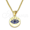 Oro Laminado Pendant Necklace, Gold Filled Style with Sapphire Blue Micro Pave, Polished, Golden Finish for wholesale, main product view