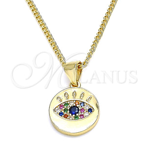 Gold Filled Necklace — Pendant Necklace with Multicolor Micro Pave Polished 04. — main product view — SKU 134407 | Oro Laminado collar — Pendant Necklace with Multicolor Micro Pave pulido 04. — SKU 134407
