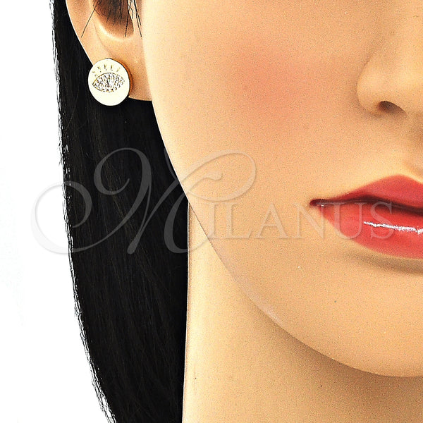 Gold Filled Ring — Earring and Pendant Adult Set with White Micro — alternate product view — SKU 134408 | Oro Laminado anillo — Earring and Pendant Adult Set with blanco Micro — SKU 134408