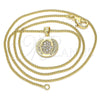 Oro Laminado Pendant Necklace, Gold Filled Style Hand of God Design, with White Micro Pave, Polished, Golden Finish, 04.156.0307.20 (02 MM Thickness, 20 Inches Length)