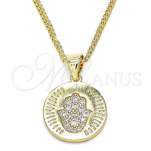 Gold Filled Necklace — Pendant Necklace Judaica and Hand of God Design — main product view — SKU 134414 | Oro Laminado collar — Pendant Necklace Judaica and Hand of God diseño — SKU 134414
