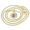 Oro Laminado Pendant Necklace, Gold Filled Style Hand of God Design, with Multicolor Micro Pave, Polished, Golden Finish, 04.156.0307.2.20 (02 MM Thickness, 20 Inches Length)
