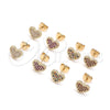 Oro Laminado Stud Earring, Gold Filled Style Heart Design, with Garnet Micro Pave, Polished, Golden Finish, 02.156.0446.2