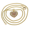 Oro Laminado Pendant Necklace, Gold Filled Style Heart Design, with Garnet Micro Pave, Polished, Golden Finish, 04.156.0308.2.20 (02 MM Thickness, 20 Inches Length)
