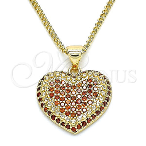 Gold Filled Necklace — Pendant Necklace Heart Design with Garnet Micro Pave — main product view — SKU 134426 | Oro Laminado collar — Pendant Necklace corazón diseño with Garnet Micro Pave — SKU 134426