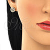 Oro Laminado Stud Earring, Gold Filled Style Tree Design, with Multicolor Micro Pave, Polished, Golden Finish, 02.156.0448