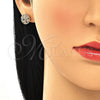 Oro Laminado Stud Earring, Gold Filled Style Tree Design, with Multicolor Micro Pave, Polished, Golden Finish, 02.156.0448.1