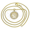 Oro Laminado Pendant Necklace, Gold Filled Style Tree Design, with White Micro Pave, Polished, Golden Finish, 04.156.0310.20 (02 MM Thickness, 20 Inches Length)