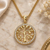 Oro Laminado Pendant Necklace, Gold Filled Style Tree Design, with White Micro Pave, Polished, Golden Finish, 04.156.0310.20 (02 MM Thickness, 20 Inches Length)