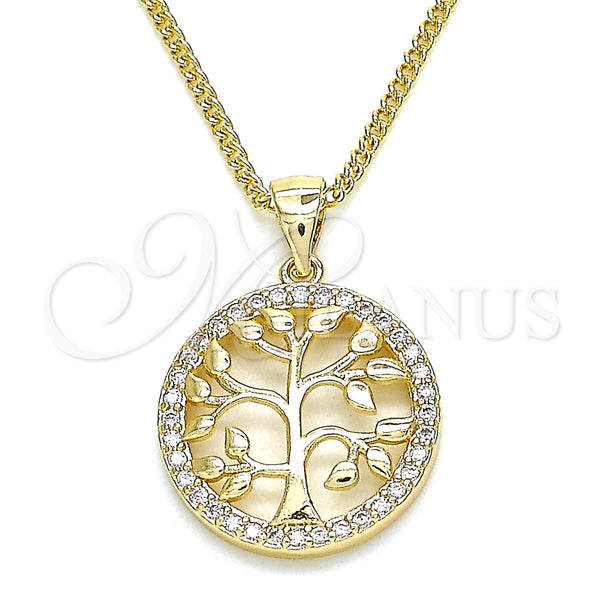 Gold Filled Necklace — Pendant Necklace Tree Design with White Micro Pave — main product view — SKU 134440 | Oro Laminado collar — Pendant Necklace Tree diseño with blanco Micro Pave — SKU 134440