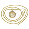 Oro Laminado Pendant Necklace, Gold Filled Style Tree Design, with Multicolor Micro Pave, Polished, Golden Finish, 04.156.0310.1.20 (02 MM Thickness, 20 Inches Length)