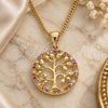 Oro Laminado Pendant Necklace, Gold Filled Style Tree Design, with Multicolor Micro Pave, Polished, Golden Finish, 04.156.0310.1.20 (02 MM Thickness, 20 Inches Length)