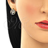 Oro Laminado Stud Earring, Gold Filled Style Tree Design, with Multicolor Micro Pave, Polished, Golden Finish, 02.156.0450.1