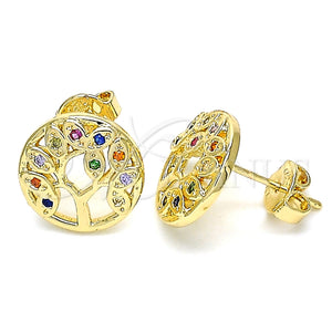 Gold Filled Necklace — Pendant Necklace Tree Design with Multicolor Micro Pave — main product view — SKU 134457 | Oro Laminado collar — Pendant Necklace Tree diseño with Multicolor Micro Pave — SKU 134457