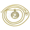 Oro Laminado Pendant Necklace, Gold Filled Style Tree Design, with White Micro Pave, Polished, Golden Finish, 04.156.0313.20 (02 MM Thickness, 20 Inches Length)