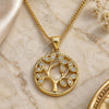 Oro Laminado Pendant Necklace, Gold Filled Style Tree Design, with White Micro Pave, Polished, Golden Finish, 04.156.0313.20 (02 MM Thickness, 20 Inches Length)