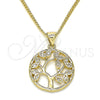 Oro Laminado Pendant Necklace, Gold Filled Style Tree Design, with White Micro Pave, Polished, Golden Finish, 04.156.0313.20 (02 MM Thickness, 20 Inches Length)