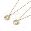 Oro Laminado Pendant Necklace, Gold Filled Style Tree Design, with White Micro Pave, Polished, Golden Finish, 04.156.0313.20 (02 MM Thickness, 20 Inches Length)