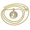 Oro Laminado Pendant Necklace, Gold Filled Style Tree Design, with Multicolor Micro Pave, Polished, Golden Finish, 04.156.0313.1.20 (02 MM Thickness, 20 Inches Length)