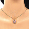 Oro Laminado Pendant Necklace, Gold Filled Style Butterfly Design, with Ruby Micro Pave, Polished, Golden Finish, 04.156.0315.1.20 (02 MM Thickness, 20 Inches Length)