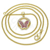 Oro Laminado Pendant Necklace, Gold Filled Style Butterfly Design, with Ruby Micro Pave, Polished, Golden Finish, 04.156.0315.1.20 (02 MM Thickness, 20 Inches Length)
