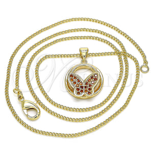 Gold Filled Necklace — Pendant Necklace Butterfly Design with Garnet Micro Pave — main product view — SKU 134474 | Oro Laminado collar — Pendant Necklace Butterfly diseño with Garnet Micro Pave — SKU 134474
