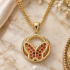 Oro Laminado Pendant Necklace, Gold Filled Style Butterfly Design, with Garnet Micro Pave, Polished, Golden Finish, 04.156.0315.2.20 (02 MM Thickness, 20 Inches Length)
