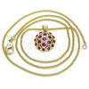 Oro Laminado Pendant Necklace, Gold Filled Style with Ruby Micro Pave, Polished, Golden Finish, 04.156.0316.1.20 (02 MM Thickness, 20 Inches Length)