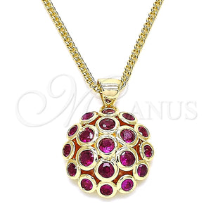 Gold Filled Necklace — Pendant Necklace with Ruby Micro Pave Polished 04. — main product view — SKU 134485 | Oro Laminado collar — Pendant Necklace with Ruby Micro Pave pulido 04. — SKU 134485