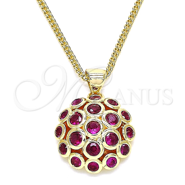 Gold Filled Necklace — Pendant Necklace with Ruby Micro Pave Polished 04. — main product view — SKU 134485 | Oro Laminado collar — Pendant Necklace with Ruby Micro Pave pulido 04. — SKU 134485