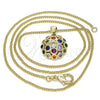 Oro Laminado Pendant Necklace, Gold Filled Style with Multicolor Micro Pave, Polished, Golden Finish for wholesale, additional product view 4