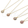 Oro Laminado Pendant Necklace, Gold Filled Style with Multicolor Micro Pave, Polished, Golden Finish for wholesale, additional product view 5