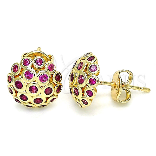 Gold Filled Ring — Stud Earring with Ruby Micro Pave Polished 02. — main product view — SKU 134489 | Oro Laminado anillo — Stud Earring with Ruby Micro Pave pulido 02. — SKU 134489