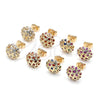 Oro Laminado Stud Earring, Gold Filled Style with Ruby Micro Pave, Polished, Golden Finish, 02.156.0454.1