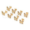 Oro Laminado Stud Earring, Gold Filled Style Butterfly Design, with Ruby Micro Pave, Polished, Golden Finish, 02.156.0455.1