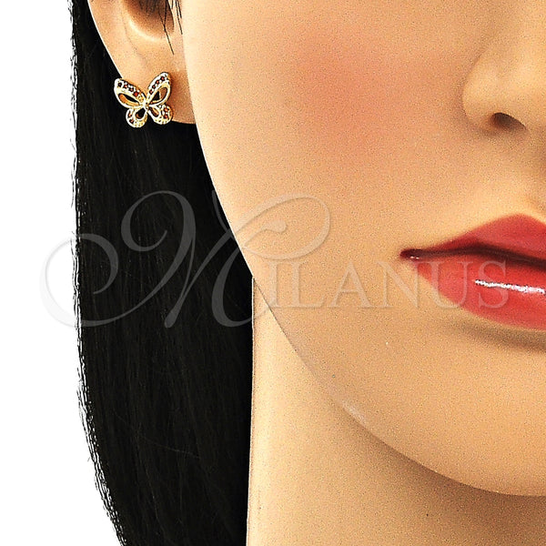 Gold Filled Ring — Stud Earring Butterfly Design with Garnet Micro Pave — alternate product view — SKU 134494 | Oro Laminado anillo — Stud Earring Butterfly diseño with Garnet Micro Pave — SKU 134494