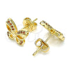 Oro Laminado Stud Earring, Gold Filled Style Butterfly Design, with Garnet Micro Pave, Polished, Golden Finish, 02.156.0455.2