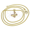 Oro Laminado Pendant Necklace, Gold Filled Style Butterfly Design, with Ruby Micro Pave, Polished, Golden Finish, 04.156.0317.1.20 (02 MM Thickness, 20 Inches Length)