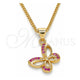 Oro Laminado Pendant Necklace, Gold Filled Style Butterfly Design, with Ruby Micro Pave, Polished, Golden Finish, 04.156.0317.1.20 (02 MM Thickness, 20 Inches Length)