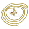 Oro Laminado Pendant Necklace, Gold Filled Style Butterfly Design, with Garnet Micro Pave, Polished, Golden Finish, 04.156.0317.2.20 (02 MM Thickness, 20 Inches Length)