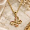 Oro Laminado Pendant Necklace, Gold Filled Style Butterfly Design, with Garnet Micro Pave, Polished, Golden Finish, 04.156.0317.2.20 (02 MM Thickness, 20 Inches Length)