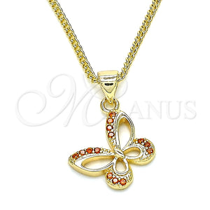 Gold Filled Necklace — Pendant Necklace Butterfly Design with Garnet Micro Pave — main product view — SKU 134498 | Oro Laminado collar — Pendant Necklace Butterfly diseño with Garnet Micro Pave — SKU 134498