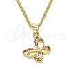 Oro Laminado Pendant Necklace, Gold Filled Style Butterfly Design, with Garnet Micro Pave, Polished, Golden Finish, 04.156.0317.2.20 (02 MM Thickness, 20 Inches Length)
