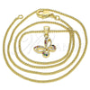 Oro Laminado Pendant Necklace, Gold Filled Style Butterfly Design, with Multicolor Micro Pave, Polished, Golden Finish, 04.156.0317.3.20 (02 MM Thickness, 20 Inches Length)